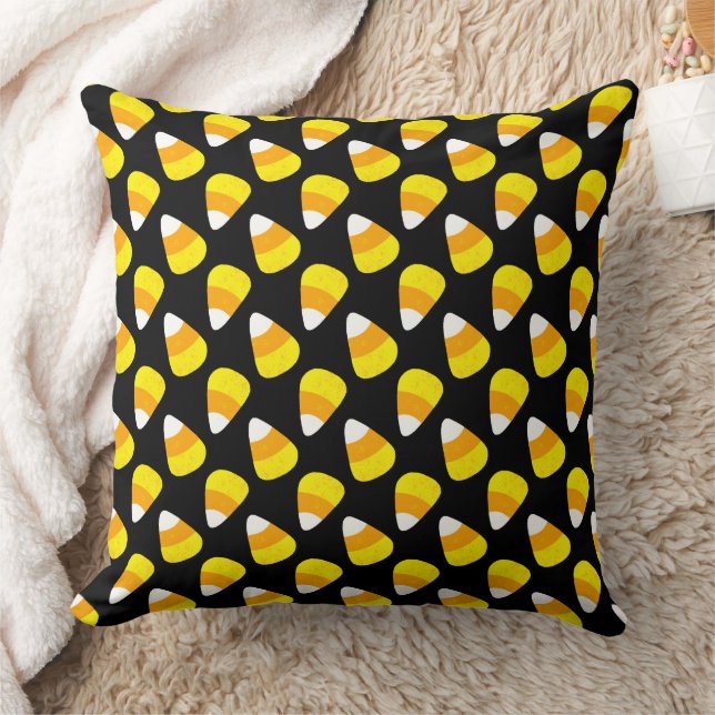 Halloween Candy Corn Pattern Throw Pillow (Blanket)