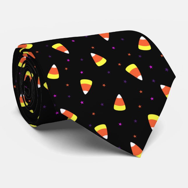 Halloween Candy Corn Pattern Tie (Rolled)