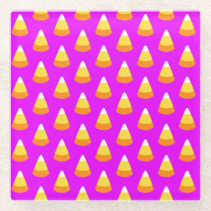 Halloween - Candy Corn Purple Glass Coaster