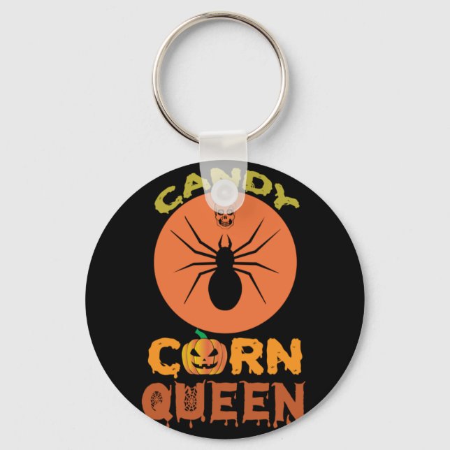 Halloween Candy Corn Queen Birthday Keychain (Front)