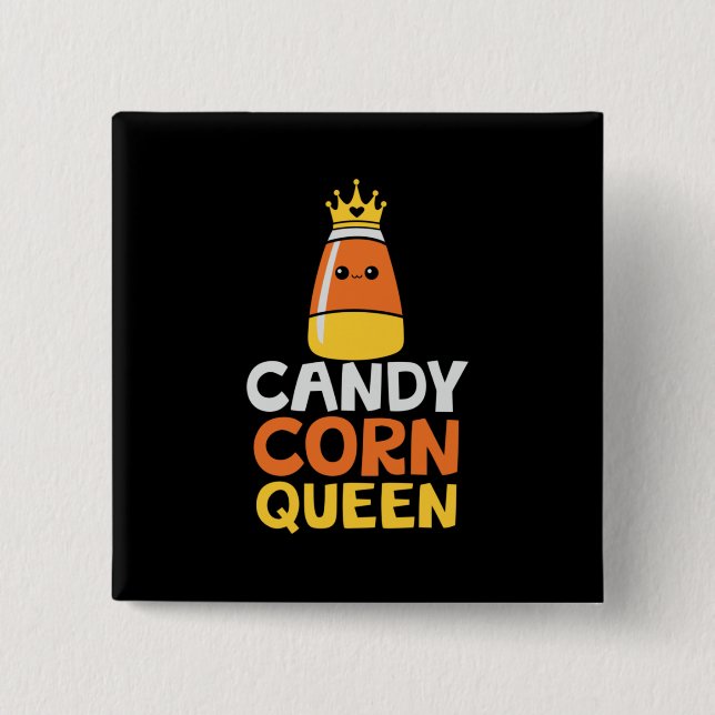 Halloween Candy Corn Queen Crown Cute Birthday 2 Inch Square Button (Front)