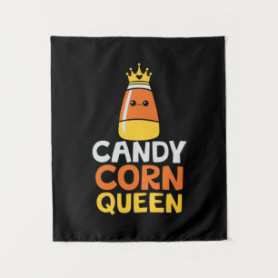 Halloween Candy Corn Queen Crown Cute Birthday Tapestry