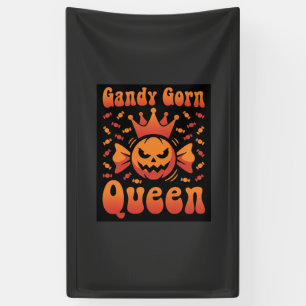 Halloween Candy Corn Queen Retro Vector Design Banner