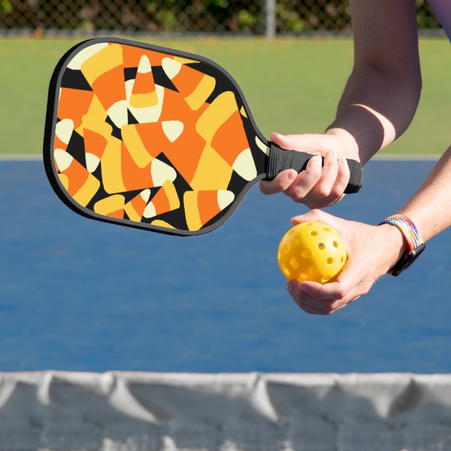Halloween Candy Corn Seamless Pattern Pickleball Paddle (Insitu)