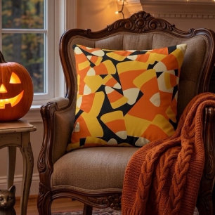 Halloween Candy Corn Seamless Pattern Throw Pillow