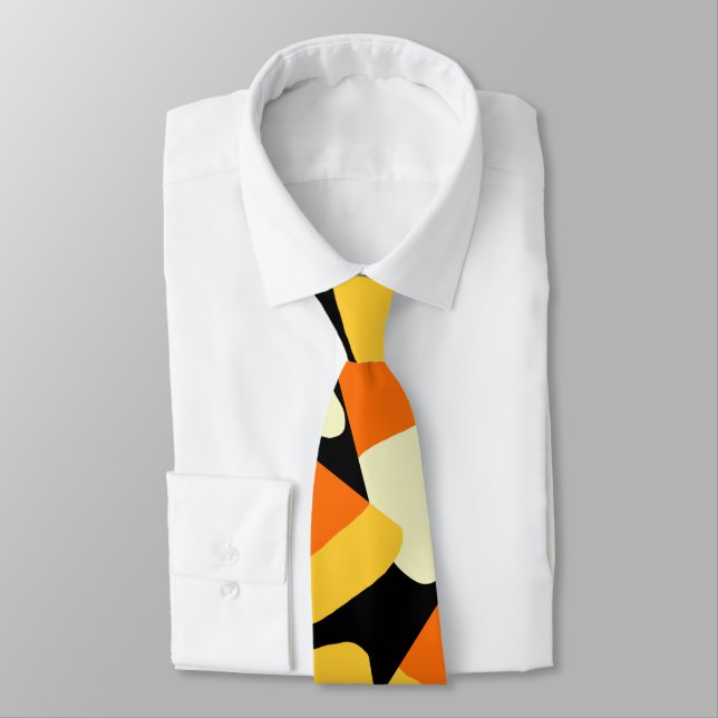 Halloween Candy Corn Seamless Pattern Tie (Tied)
