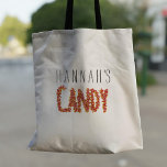 Halloween Candy Corn Trick or Treat Personalized Tote Bag<br><div class="desc">Personalized Halloween Candy Bag. Have a great Trick or Treat night!. Suitable for your stash of candy corns - you'd fit a lot in here. Personalize with your name. Happy Halloween!</div>