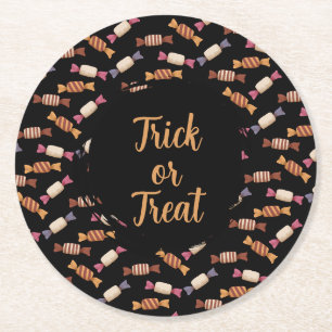 Halloween candy design pattern round paper coaster