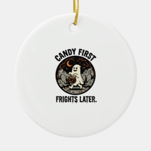 Halloween Candy Frights Night Ceramic Ornament