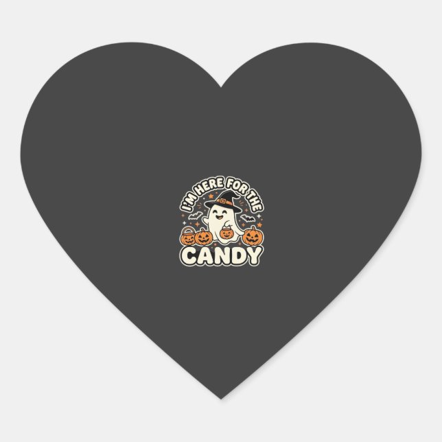 Halloween Candy Ghost Pumpkin Design Heart Sticker (Front)