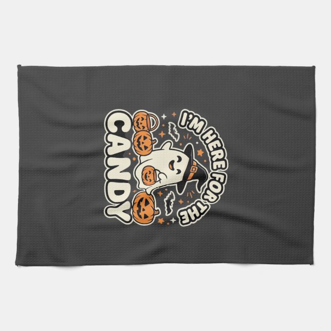 Halloween Candy Ghost Pumpkin Design Kitchen Towel (Horizontal)