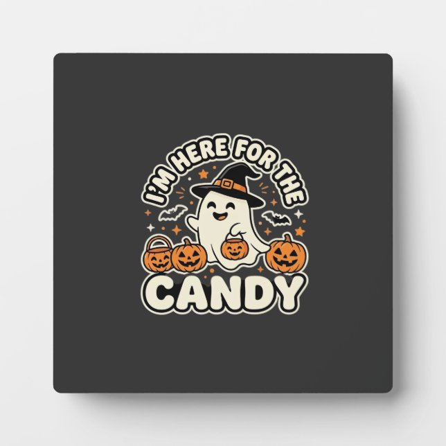 Halloween Candy Ghost Pumpkin Design Plaque (Front)