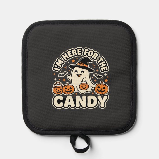 Halloween Candy Ghost Pumpkin Design Pot Holder (Front)