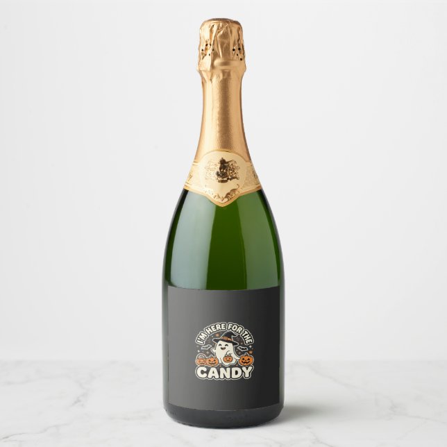 Halloween Candy Ghost Pumpkin Design Sparkling Wine Label (Front)