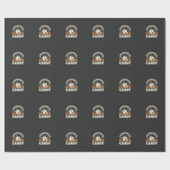Halloween Candy Ghost Pumpkin Design Wrapping Paper (Flat)