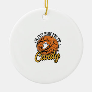 Halloween Candy Ghost Vintage Vector Design_1 Ceramic Ornament