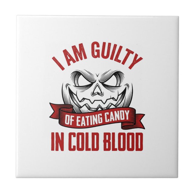 Halloween Candy Guilty Vintage Pumpkin Design_1 Tile (Front)