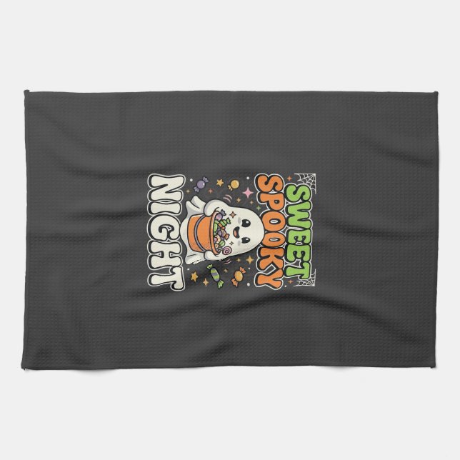 Halloween Candy Haunt Night Kitchen Towel (Horizontal)