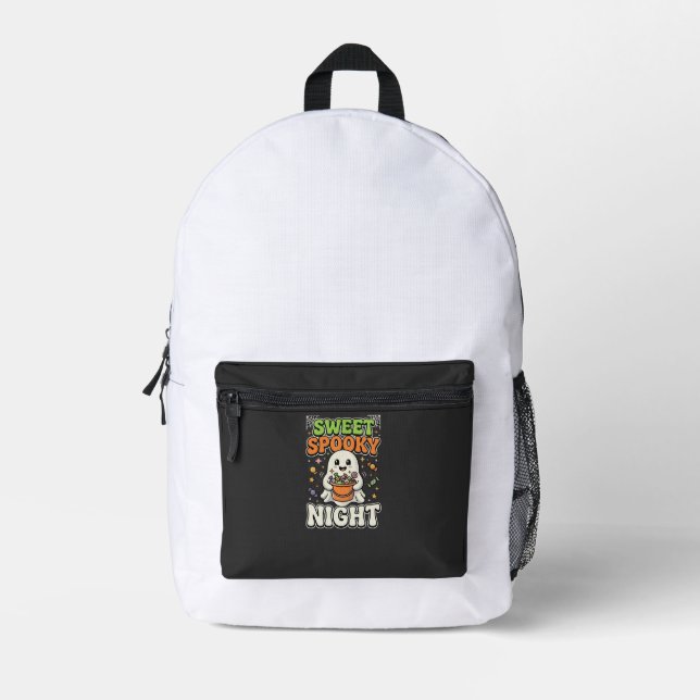 Halloween Candy Haunt Night Printed Backpack (Front)