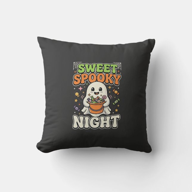 Halloween Candy Haunt Night Throw Pillow (Front)