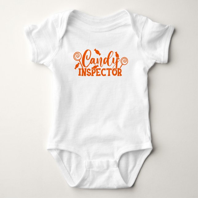 Halloween Candy Inspector Baby Bodysuit (Front)