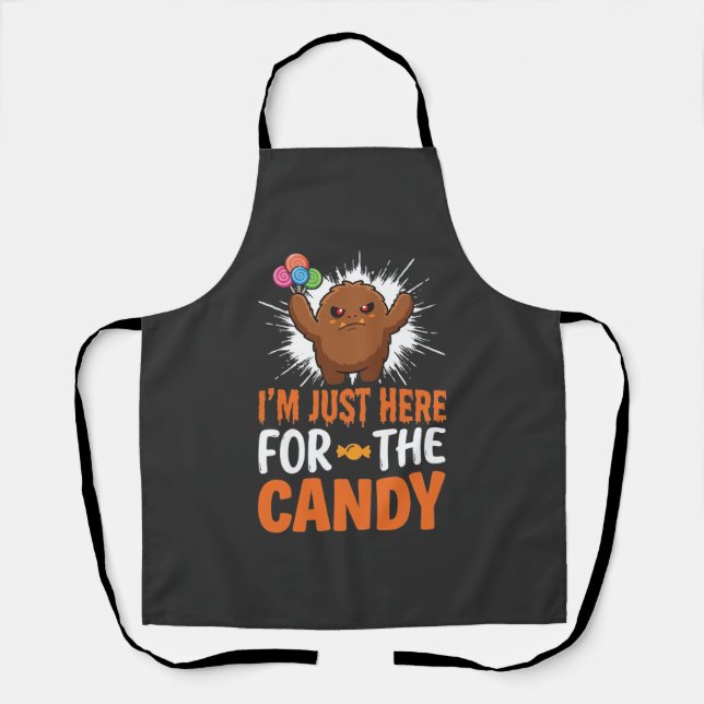 Halloween Candy Monster Quote Design Apron (Front)