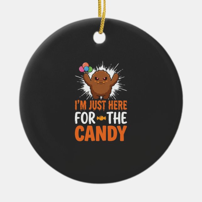 Halloween Candy Monster Quote Design Ceramic Ornament (Front)