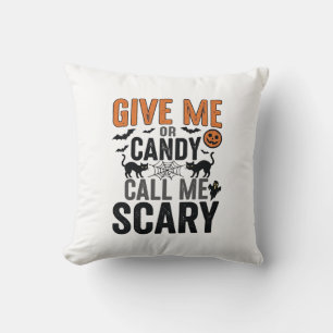 Halloween Candy or Call Me Scary Vintage Graphic_1 Throw Pillow