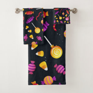 Halloween candy pattern bath towel set