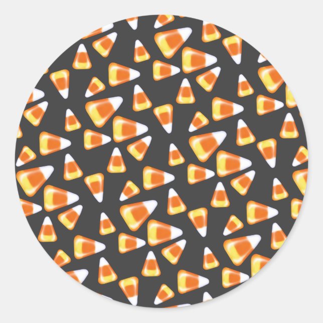 Halloween candy pattern, fun candy corn treats   classic round sticker (Front)