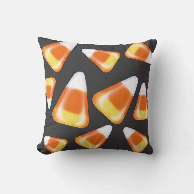 Halloween candy pattern, fun candy corn treats  throw pillow (Front)