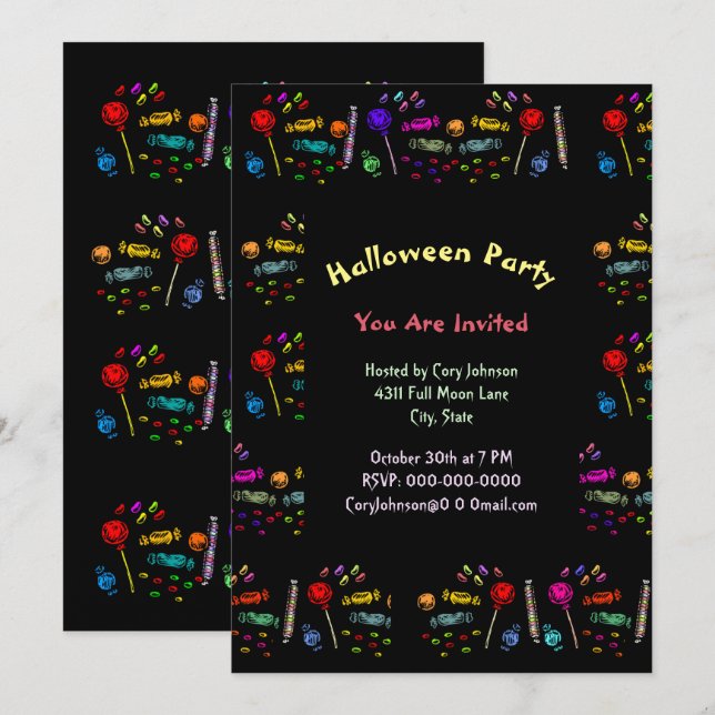Halloween Candy Pattern Party Invitation (Front/Back)