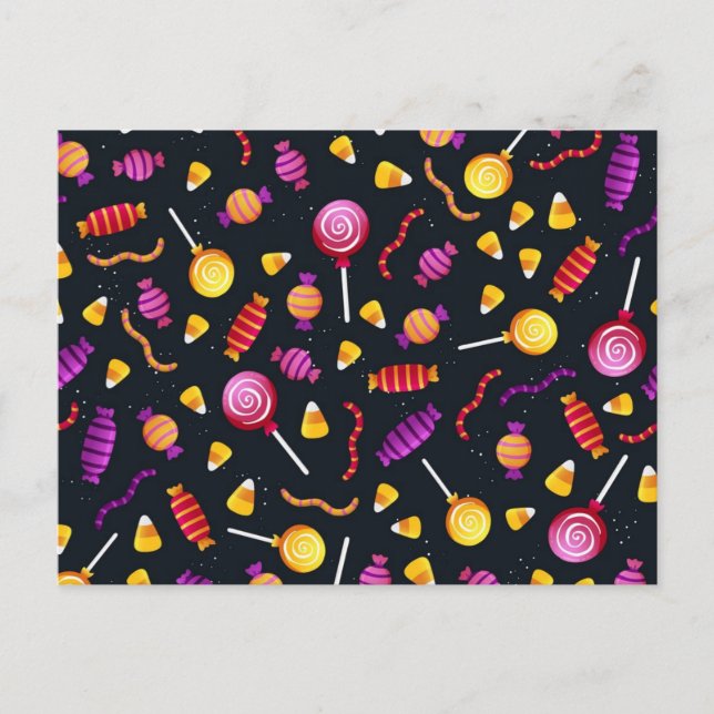 Halloween candy pattern postcard (Front)
