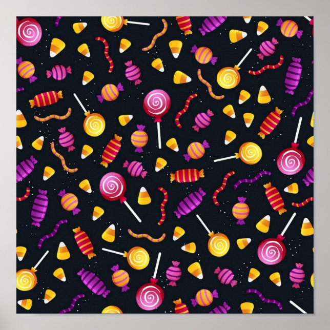 Halloween candy pattern poster (Front)