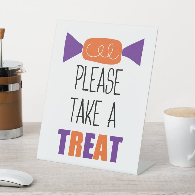 Halloween Candy Please Take a Treat Pedestal Sign (In SItu)