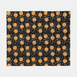 Halloween Candy Pumpkin Bucket Pattern Fleece Blanket