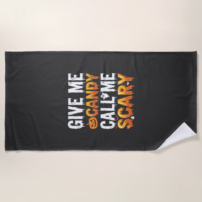 Halloween Candy Scary Ghost Design_1 Beach Towel (Front)
