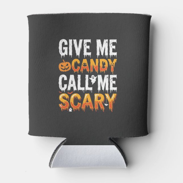 Halloween Candy Scary Ghost Design_1 Can Cooler (Front)