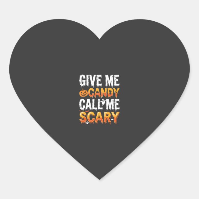 Halloween Candy Scary Ghost Design_1 Heart Sticker (Front)