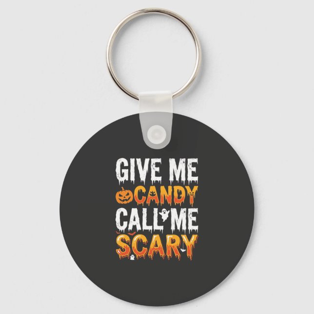Halloween Candy Scary Ghost Design_1 Keychain (Front)