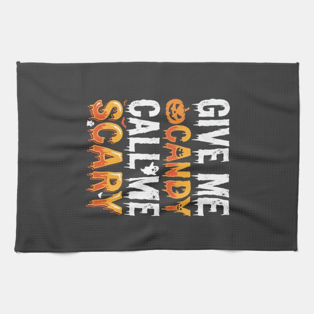 Halloween Candy Scary Ghost Design_1 Kitchen Towel (Horizontal)
