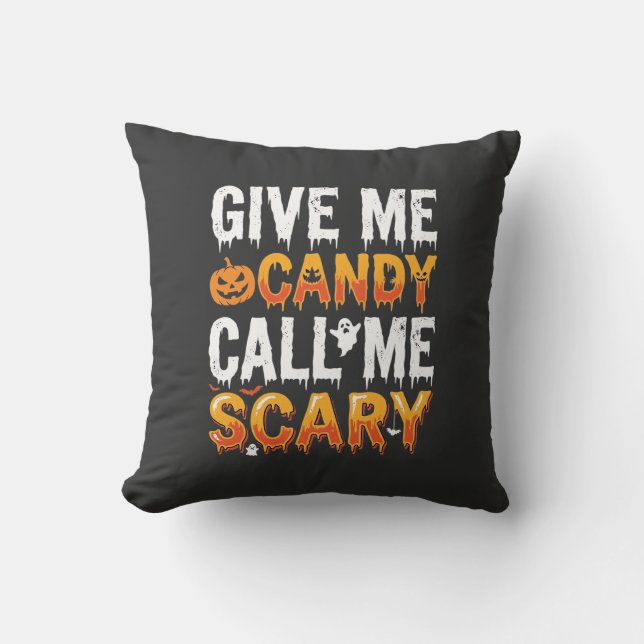 Halloween Candy Scary Ghost Design_1 Throw Pillow (Front)