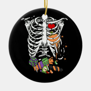 Halloween Candy Skeleton Rib Cage X-Ray Ceramic Ornament