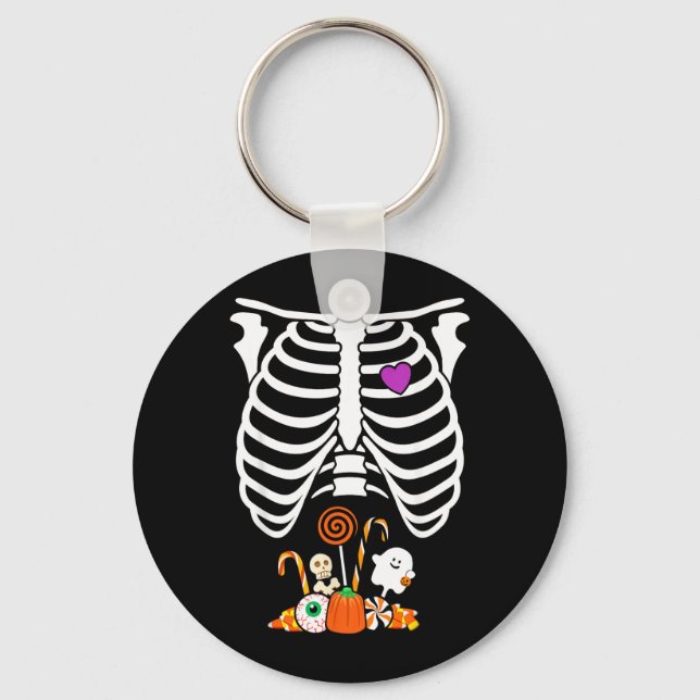 Halloween Candy Skeleton Rib Cage X-Ray Funny Keychain (Front)