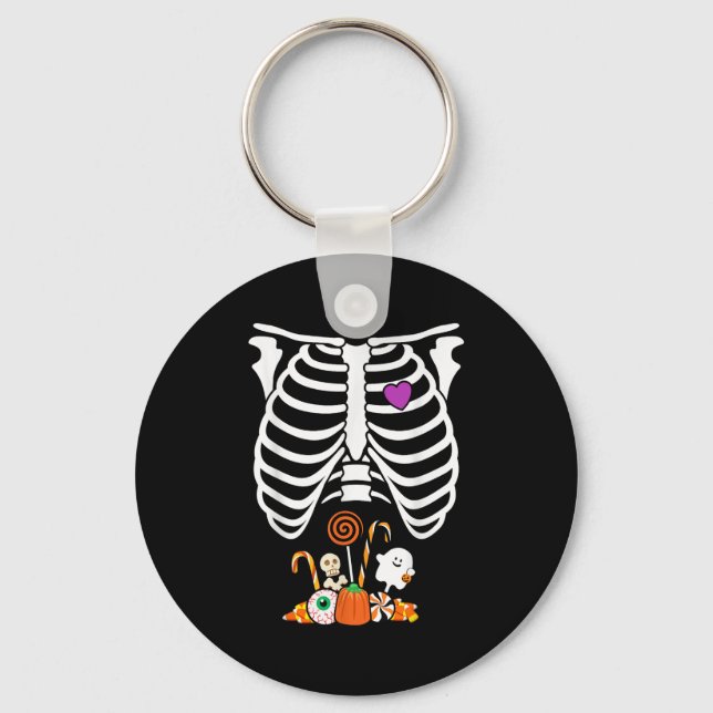 Halloween Candy Skeleton Rib Cage X-ray Funny  Keychain (Front)