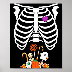 Halloween Candy Skeleton Rib Cage X-Ray Funny Poster