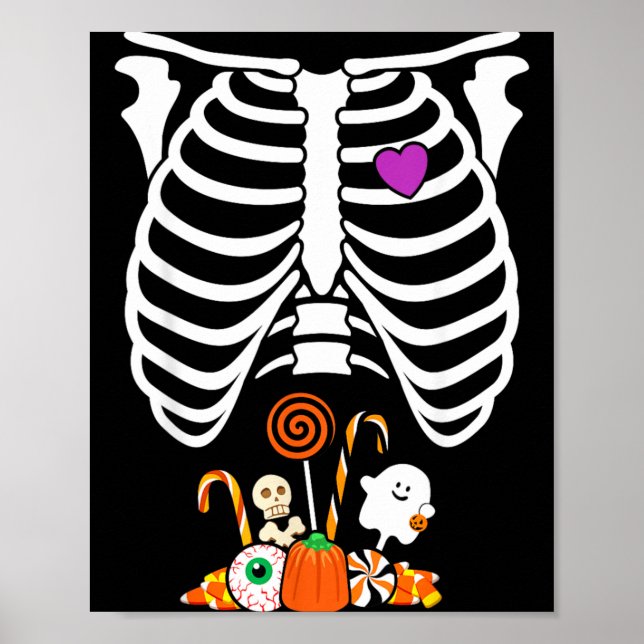 Halloween Candy Skeleton Rib Cage X-Ray Funny Poster (Front)