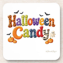 Halloween Candy Striped Ghost Lettering