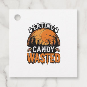 Halloween Candy Wasted Vintage Spooky Shirt Design Favour Tags