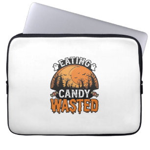 Halloween Candy Wasted Vintage Spooky Shirt Design Laptop Sleeve